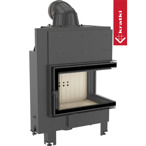 Kamineinsatz aus Stahl MBM - 10 kW Ø 200 - Stahlfront mit gebogenem Siebdruckglas