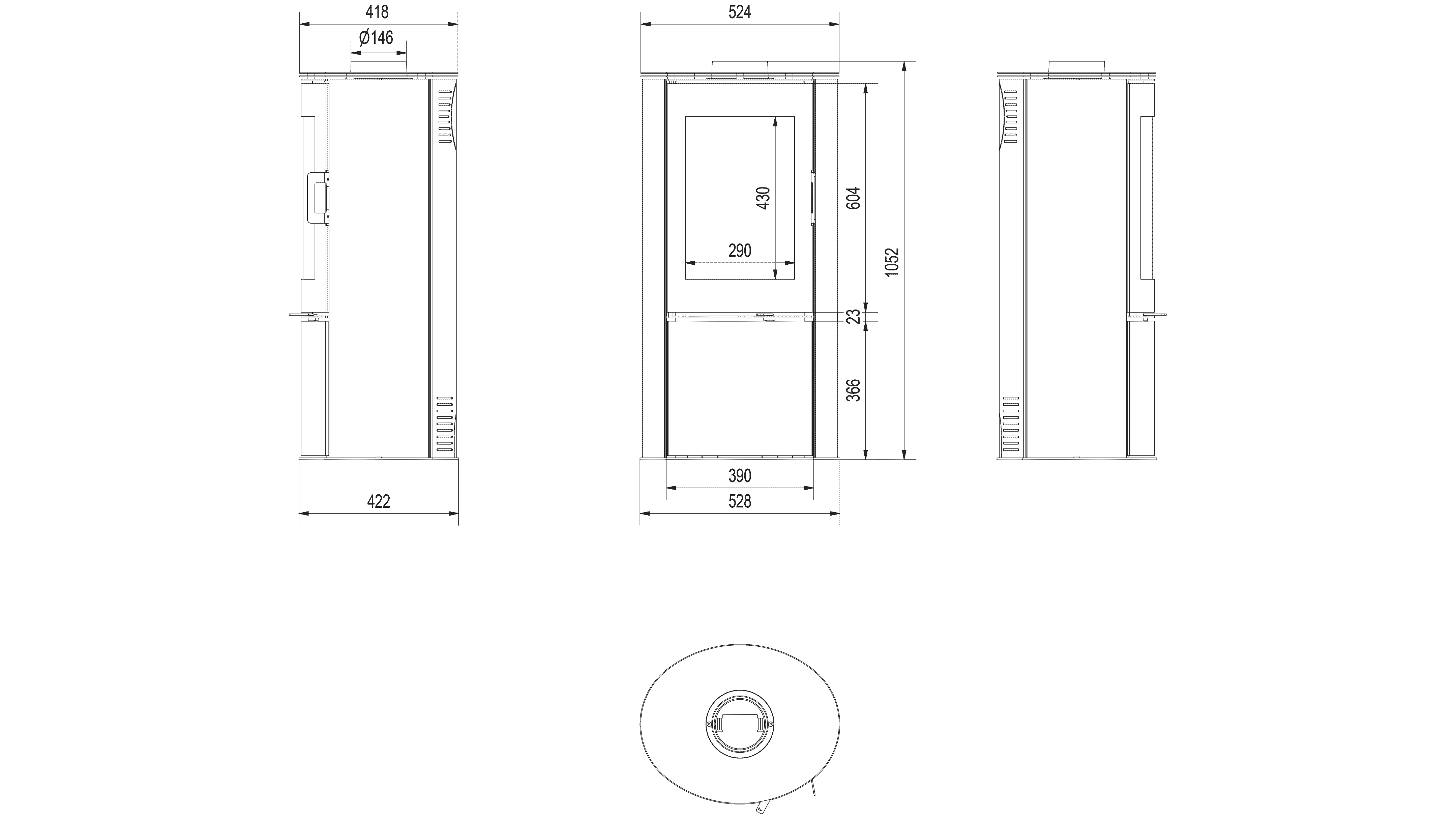 Kratki AB S/DR ECO - Kaminofen aus Stahl 5,5 kW Ø 150