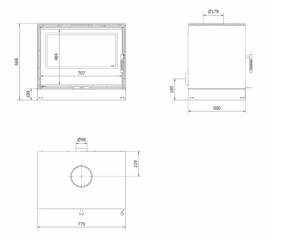 Kaminofen aus Stahl KARI 80 Ø 180 12 kW schwarz Verkleidung