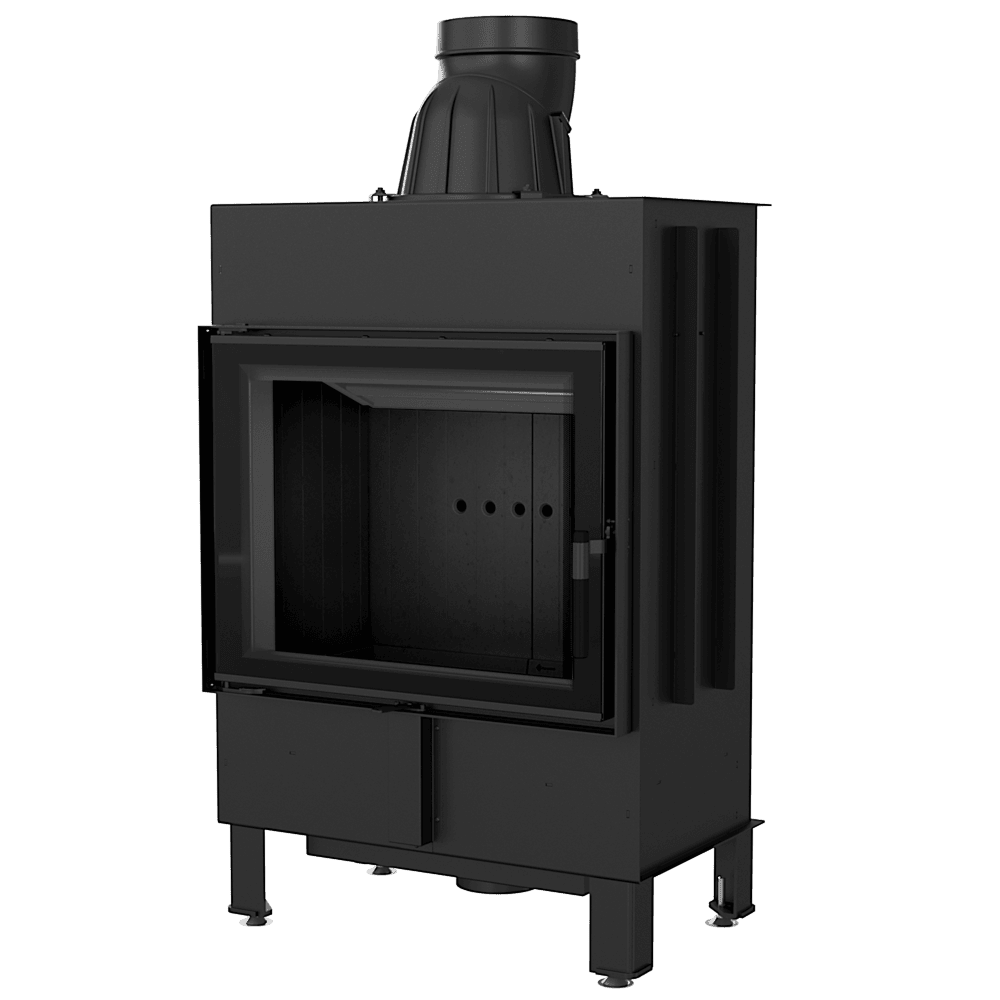 Intelligenter Kamineinsatz aus Stahl LUCY 12 kW Ø 200 schwarz Verkleidung MSK