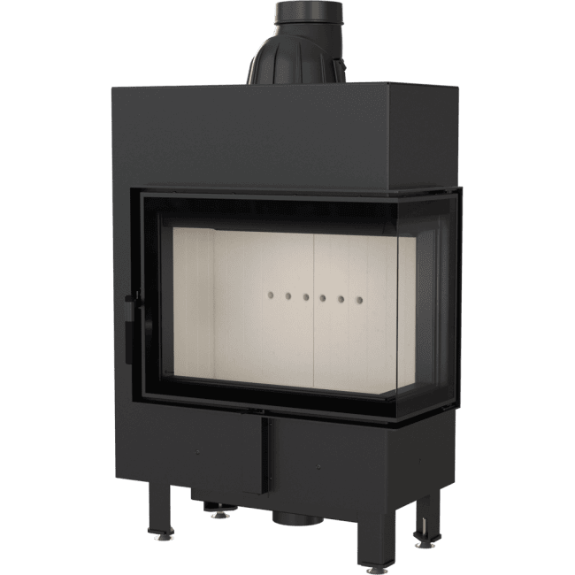 Intelligenter Kamineinsatz aus Stahl LUCY SLIM EKO rechts 8 kW Ø 160 MSK