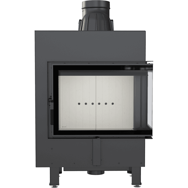 Intelligenter Kamineinsatz aus Stahl LUCY rechts 12 kW Ø 200 MSK