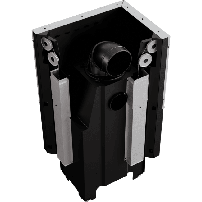 Intelligenter Kamineinsatz aus Stahl VNL 610/430 9 kW Ø 200 mit Schiebetür MSK