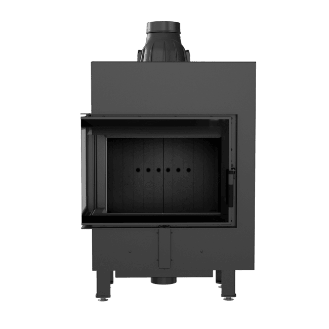 Intelligenter Kamineinsatz LUCY SLIM links 8 kW Ø 160 schwarz Verkleidung MSK GLASS