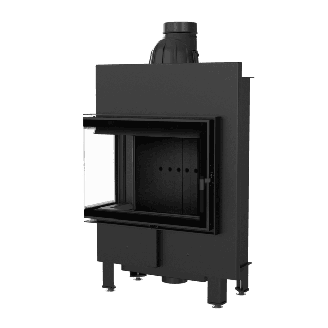Intelligenter Kamineinsatz LUCY SLIM links 8 kW Ø 160 schwarz Verkleidung MSK GLASS