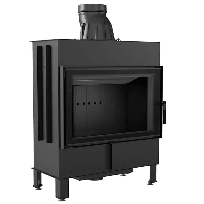 Intelligenter Kamineinsatz LUCY 14 kW Ø 200 schwarz Verkleidung MSK GLASS
