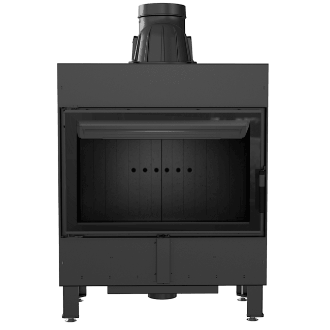 Intelligenter Kamineinsatz LUCY 14 kW Ø 200 schwarz Verkleidung MSK GLASS