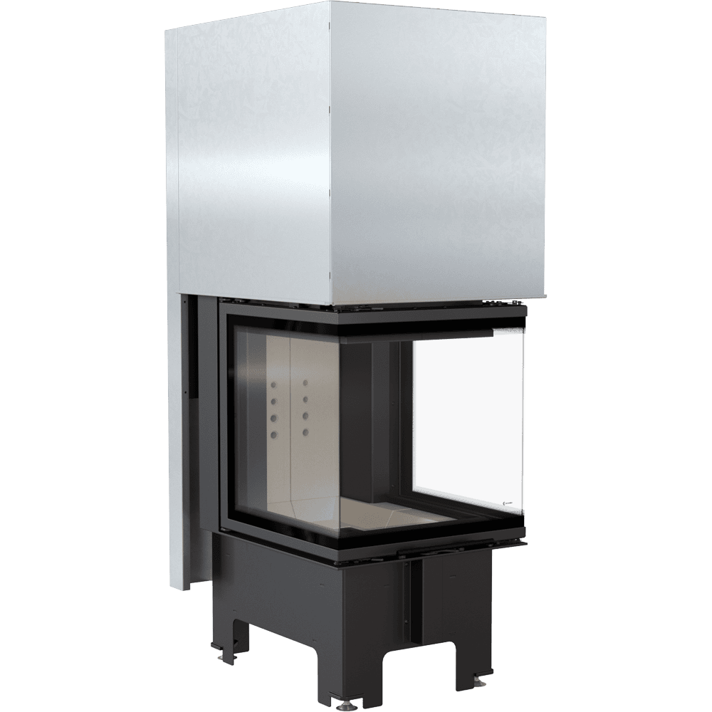 Kamineinsatz NBC 500/500 - 8 kW Ø 200 - Stahlfront mit Siebdruckglas - Dreiseitiger Aufzug