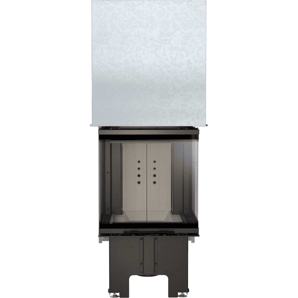 Kamineinsatz NBC 500/500 - 8 kW Ø 200 - Stahlfront mit Siebdruckglas - Dreiseitiger Aufzug