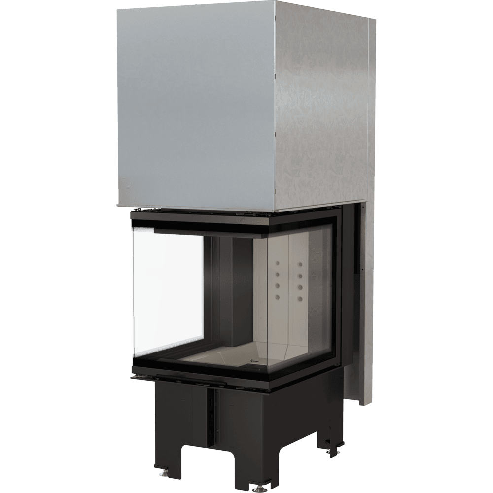 Kamineinsatz NBC 500/500 - 8 kW Ø 200 - Stahlfront mit Siebdruckglas - Dreiseitiger Aufzug