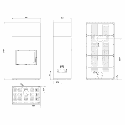 Kaminbausatz FLOKI BOX 8 kW Ø 160 Quarzsinter NATURALI PIETRA DI SAVOIA PERLA BOCCIARDATA