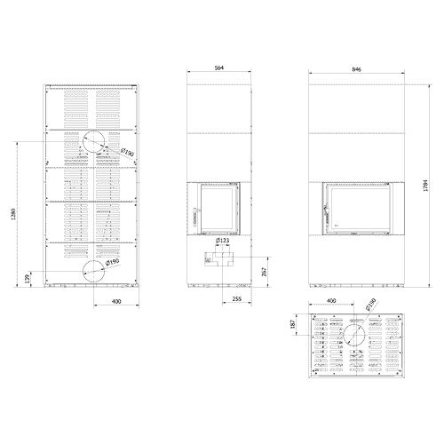 Kaminbausatz FLOKI BOX 8 kW Ø 160 Quarzsinter NERO ASSOLUTO