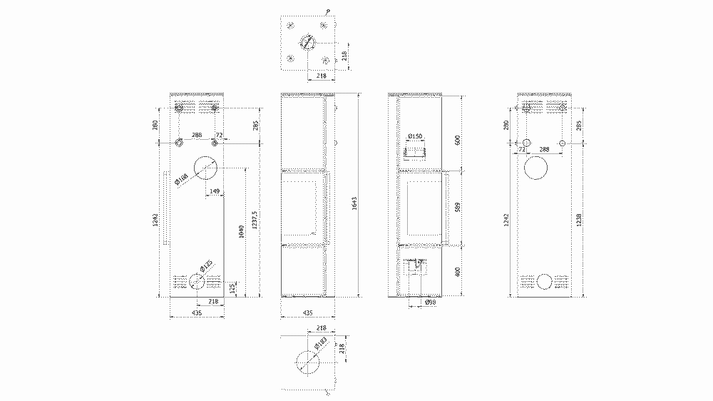 Kaminofen aus Stahl TORA/L 8 kW Ø 150 Weißes Glaspaneel schwarz Verkleidung