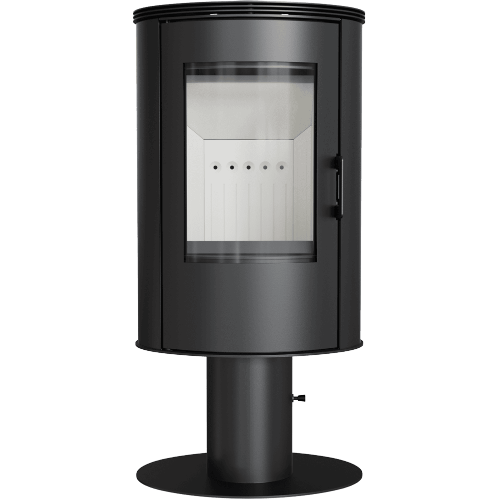 Kratki AB S/N/DR - Kaminofen aus Stahl mit Standfuss Ø 150 8 kW schwarz Verkleidung