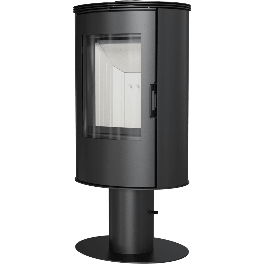 Kratki AB S/N/DR - Kaminofen aus Stahl mit Standfuss Ø 150 8 kW schwarz Verkleidung