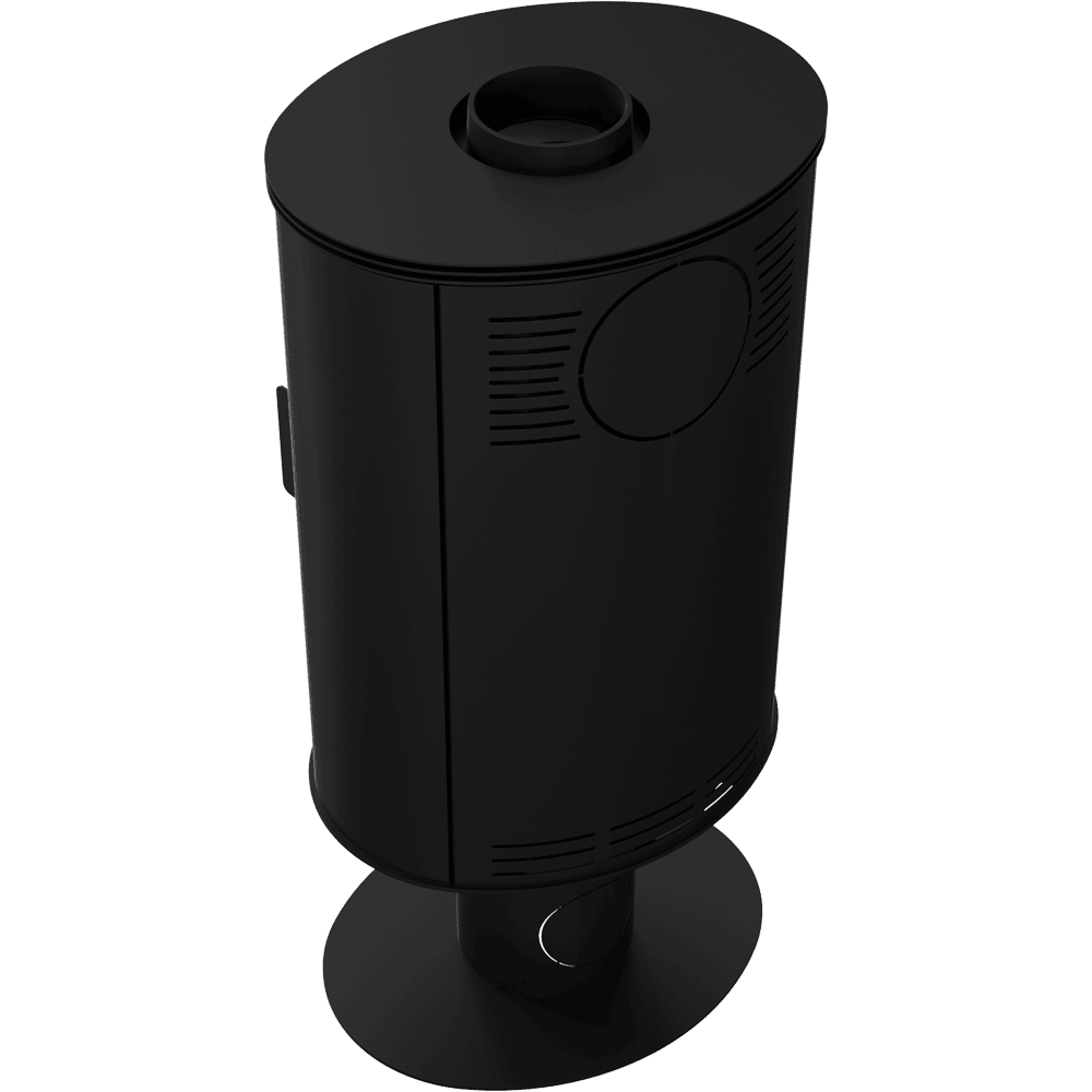 Kratki AB S/N/DR - Kaminofen aus Stahl mit Standfuss Ø 150 8 kW schwarz Verkleidung