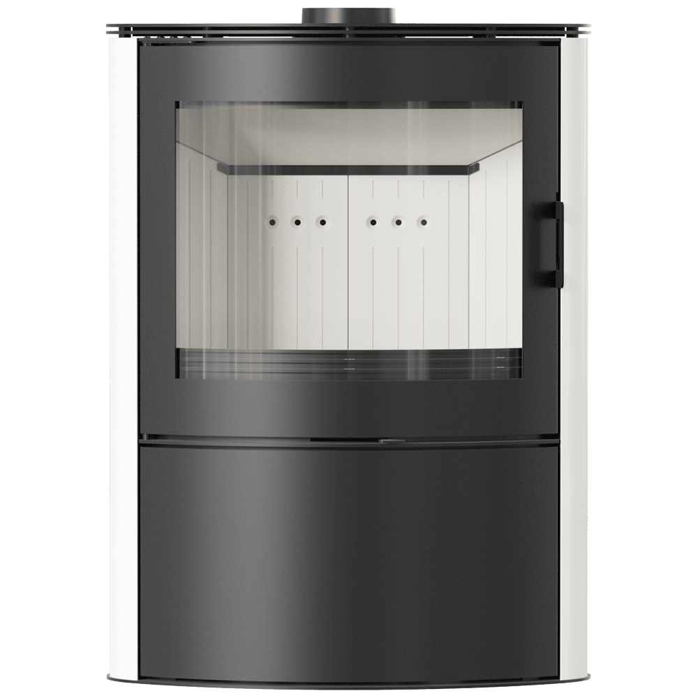 Kachelofen aus Stahl AB S/2 Ø 150 10 kW weiss Kachel