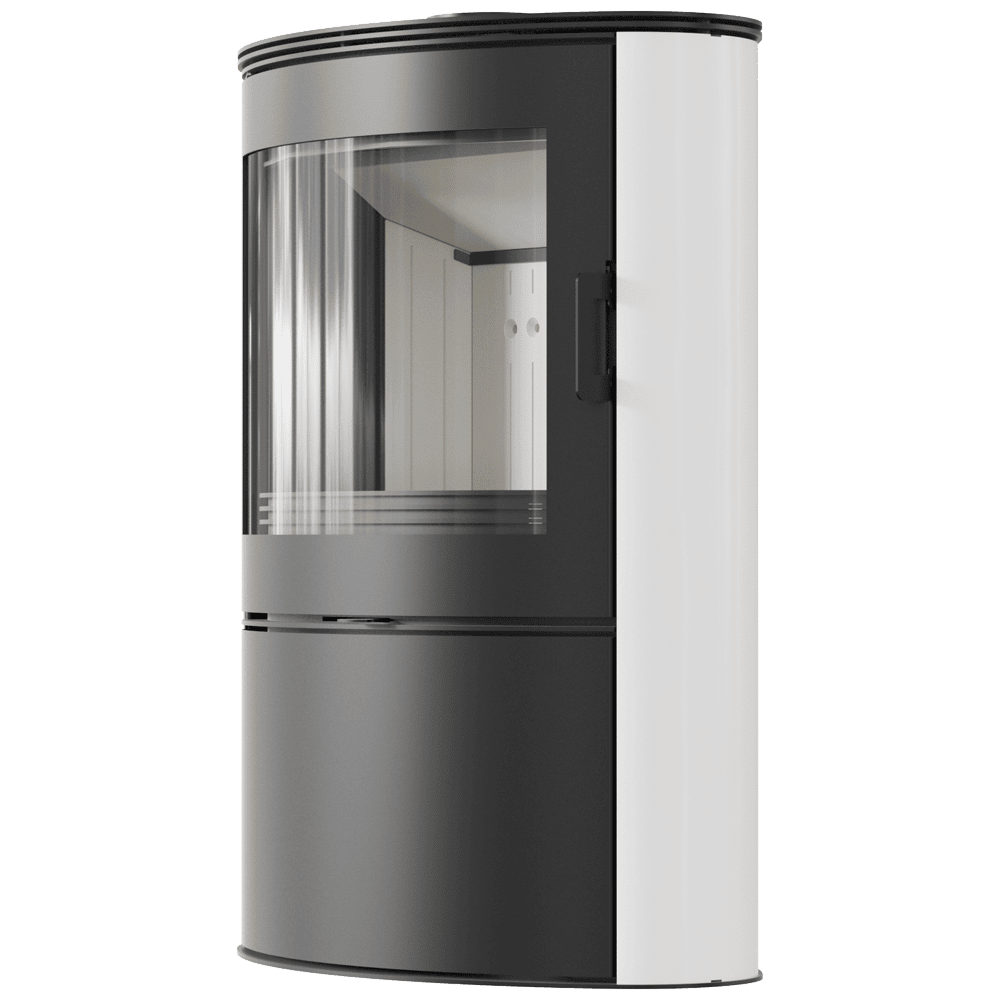 Piec stalowy kaflowy AB/S/2 Ø 150 10 kW czarny kafel czarne wyłozenie