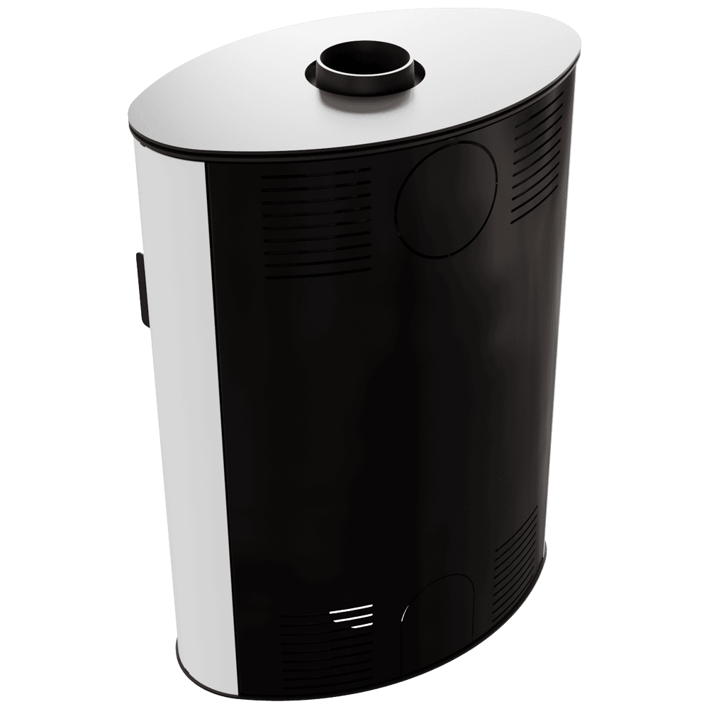 Piec stalowy kaflowy AB/S/2 Ø 150 10 kW czarny kafel czarne wyłozenie