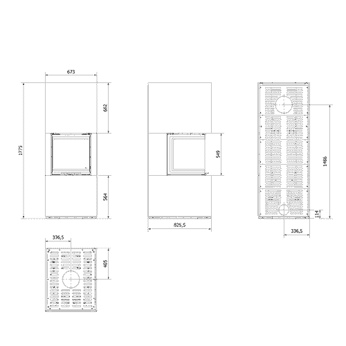 Kaminbausatz NBC 500/500 - Niedrig 8 kW Ø 200 - Sinter FOKOS GRAFITE