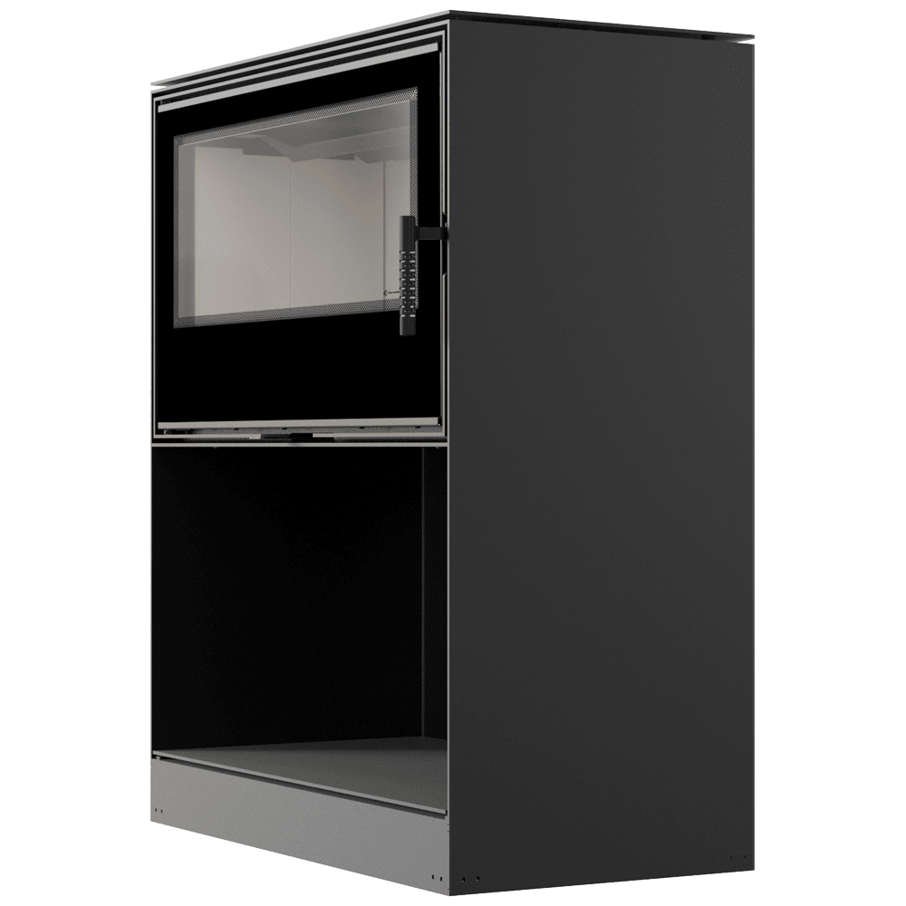 Kaminofen aus Stahl KARI 95 Ø 180 14 kW Platz für Holz schwarz Verkleidung