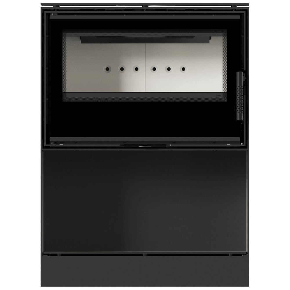 Kaminofen aus Stahl KARI 70 Ø 150 8 kW Platz für Holz schwarz Verkleidung mit Türfeder