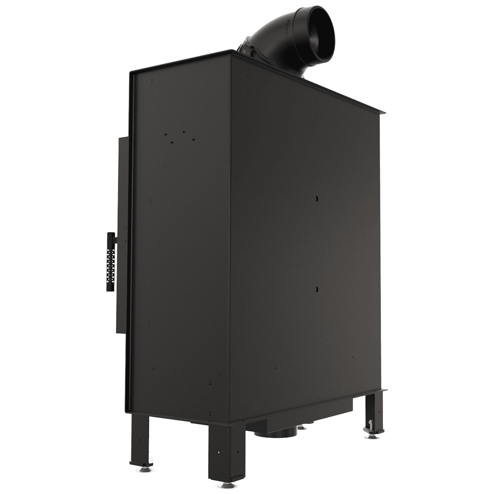 Kamineinsatz aus Stahl LUCY SLIM links 10 kW Ø 160 schwarz Verkleidung