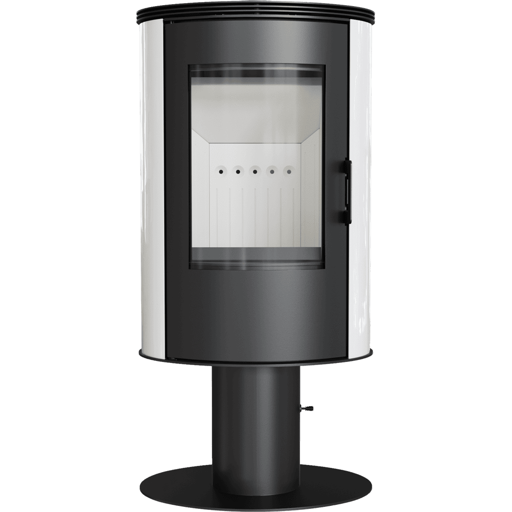Kachelofen AB S/N/DR mit Standfuss Ø 150 8 kW schwarz Kachel mit Türfeder