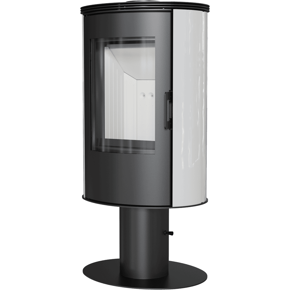 Kachelofen AB S/N/DR mit Standfuss Ø 150 8 kW schwarz Kachel mit Türfeder