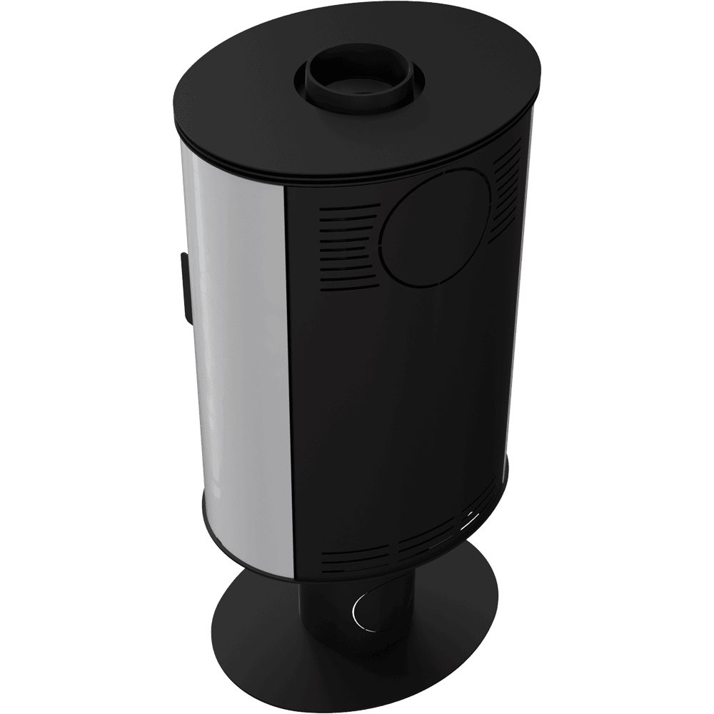 Kachelofen AB S/N/DR mit Standfuss Ø 150 8 kW schwarz Kachel mit Türfeder