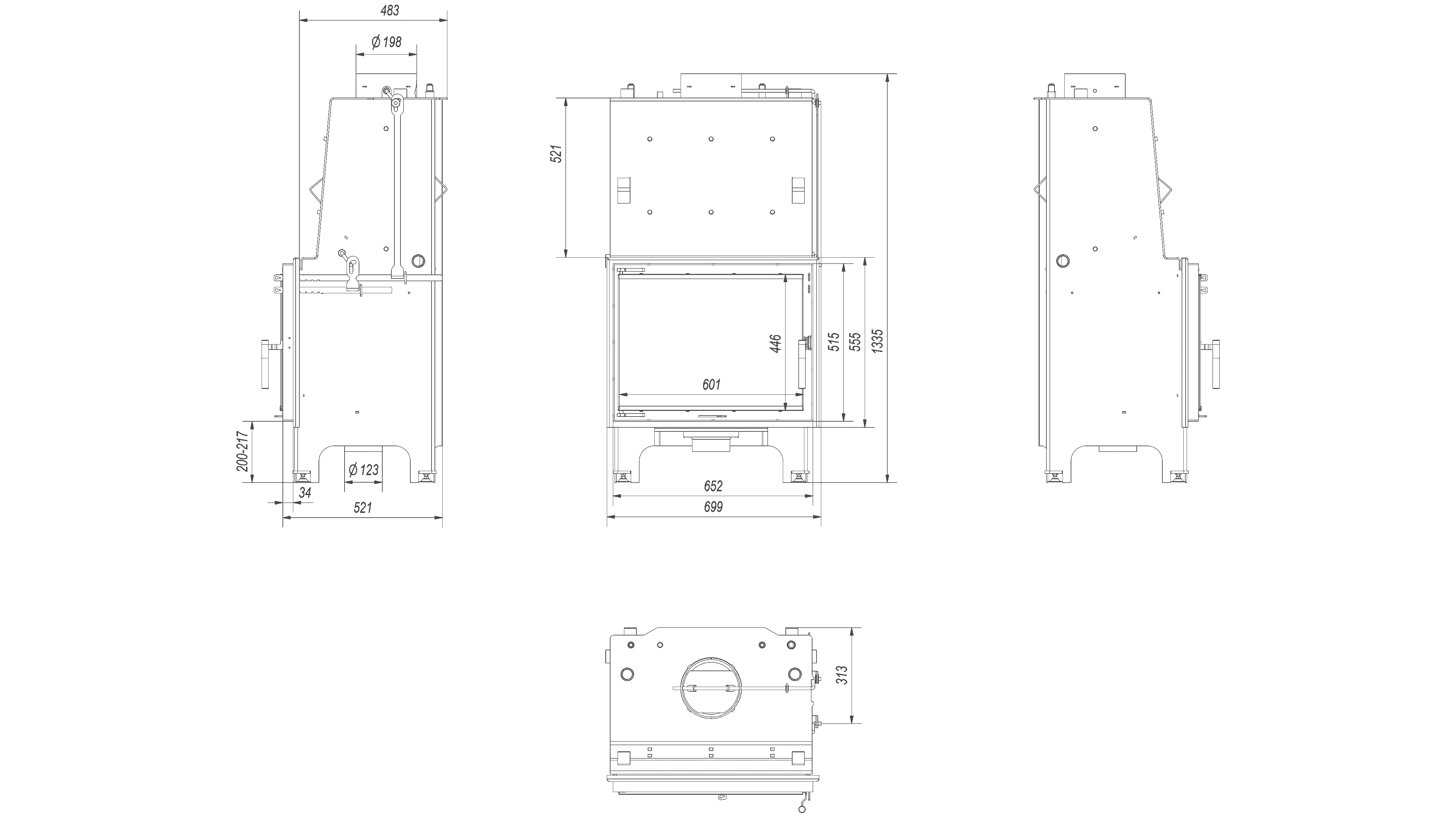 Wasserführender Kamineinsatz AQUARIO 14 kW Ø 200 Doppelverglasung