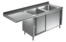 Doppel Spülschrankcenter mit Schiebetür und (Ablage links)