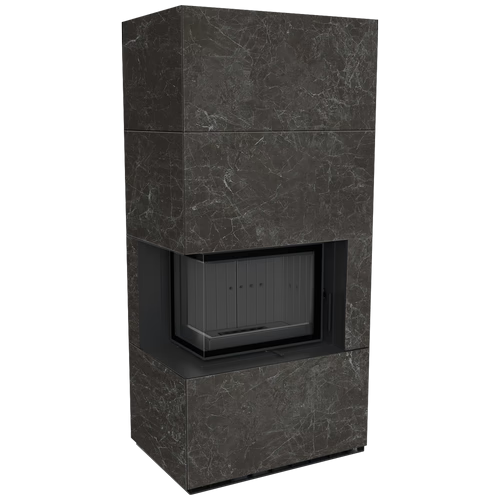 Kaminbausatz FLOKI BOX 8 kW Ø 160 Quarzsinter NATURALI NERO GRECO