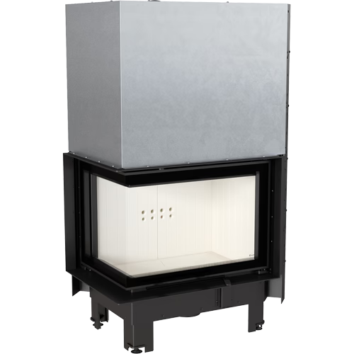 Kamineinsatz aus Stahl MBZ - 13 kW Ø 200 - Stahlfront mit gebogenem Siebdruckglas