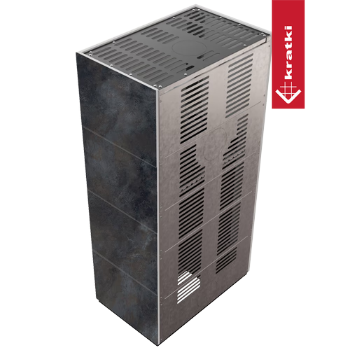 Kaminbausatz KRATKI FLOKI BOX 8 kW Ø 160 Quarzsinter OSSIDO NERO