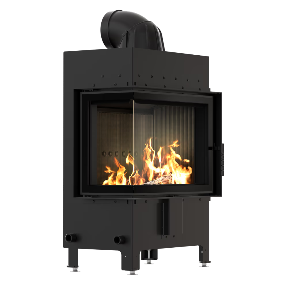 Kamineinsatz aus Stahl LUCY 12 kW Ø 200 schwarz Verkleidung