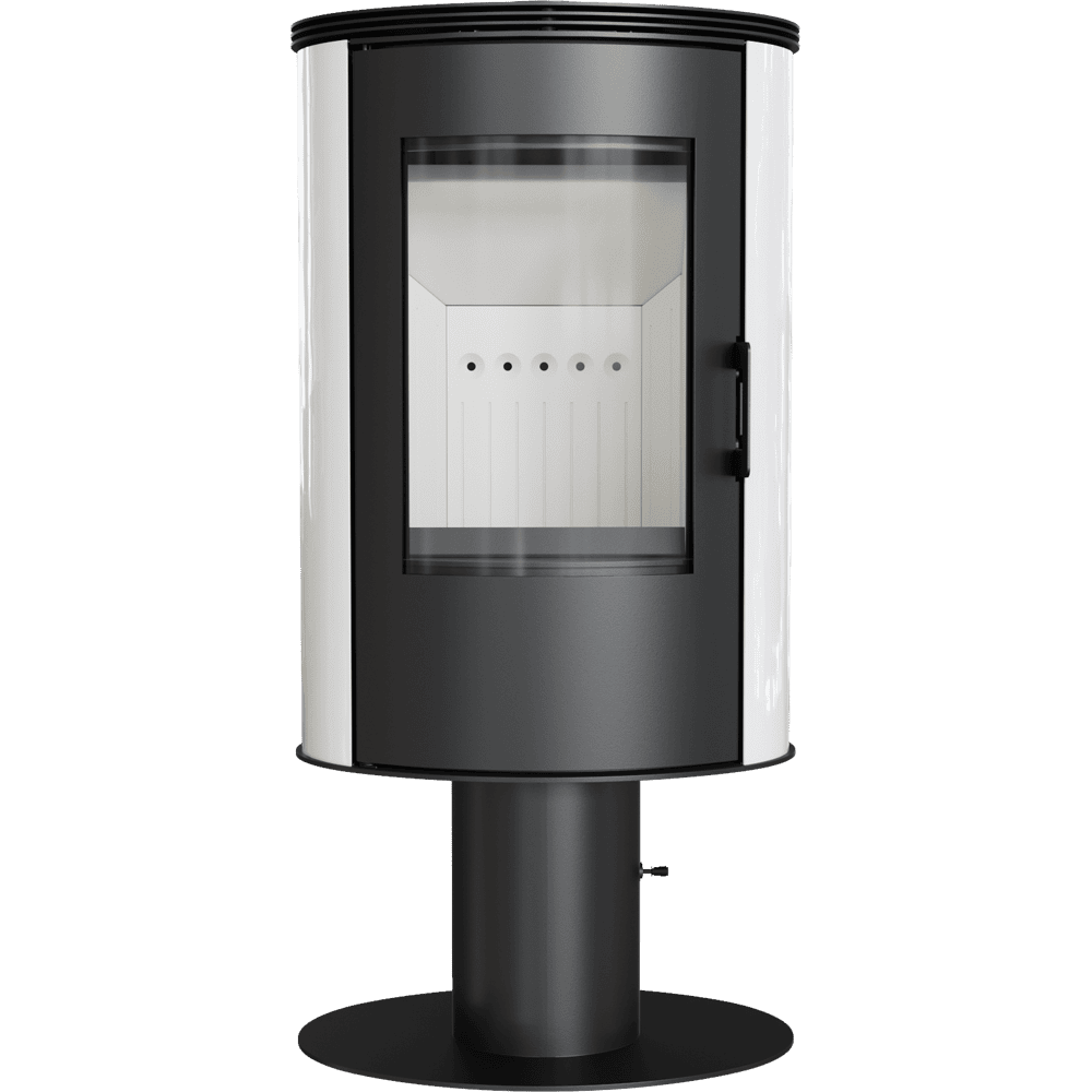Kachelofen aus stahl drehbar AB S/N/O/DR Ø 150 8 kW schwarz Kachel