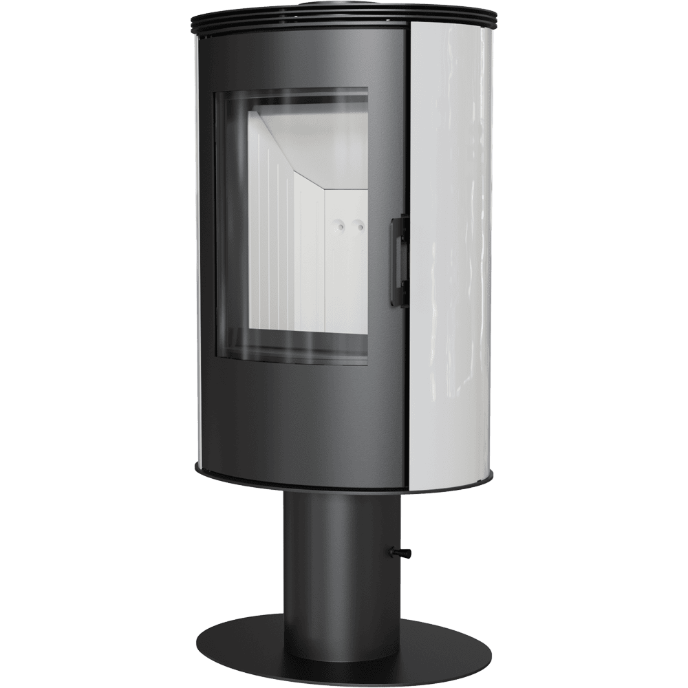 Kachelofen aus stahl drehbar AB S/N/O/DR/GLASS Ø 150 8 kW rot