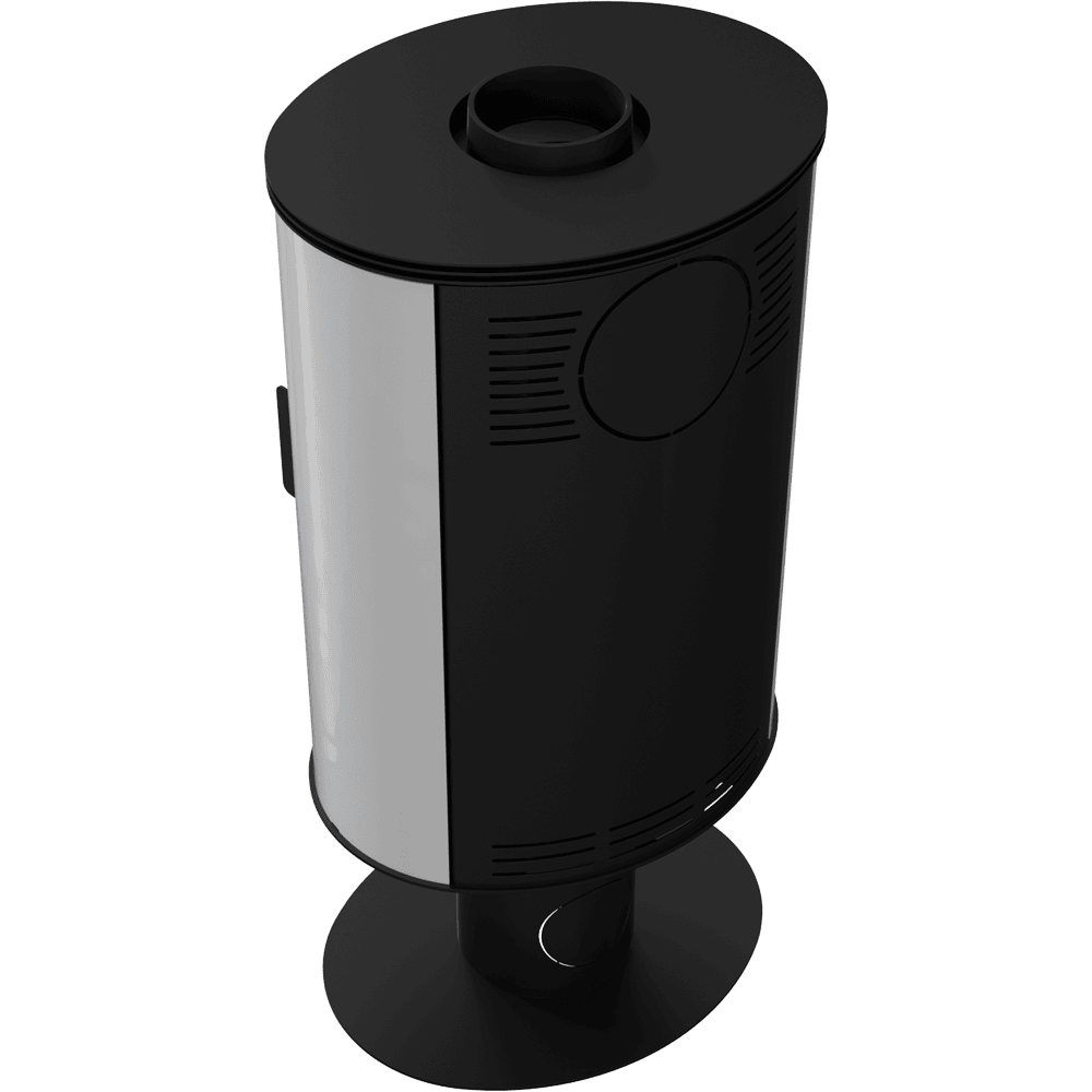 Kachelofen aus stahl drehbar AB S/N/O/DR Ø 150 8 kW schwarz Kachel