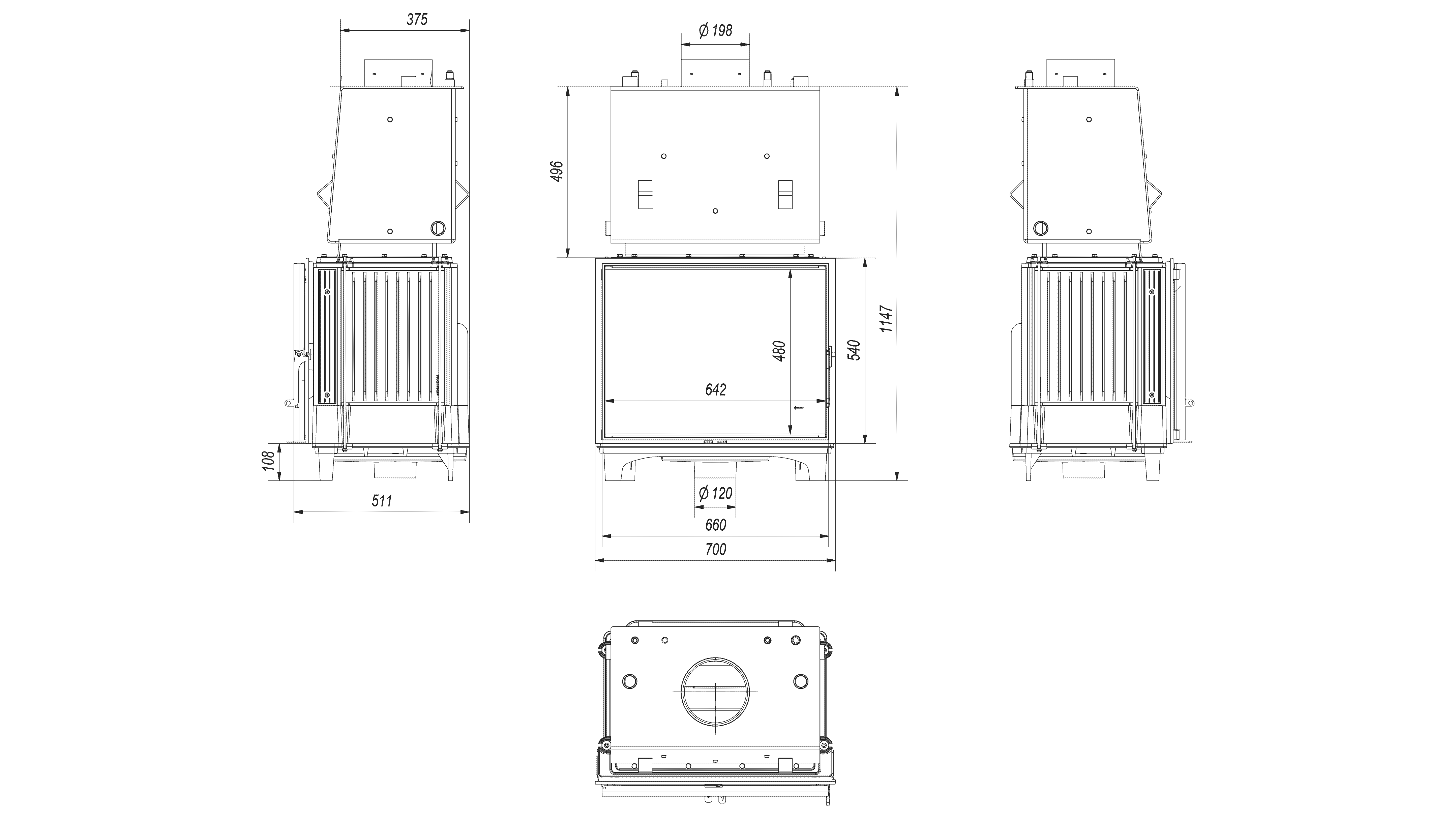 Wasserführender Kamineinsatz FRANEK 12 kW Ø 200