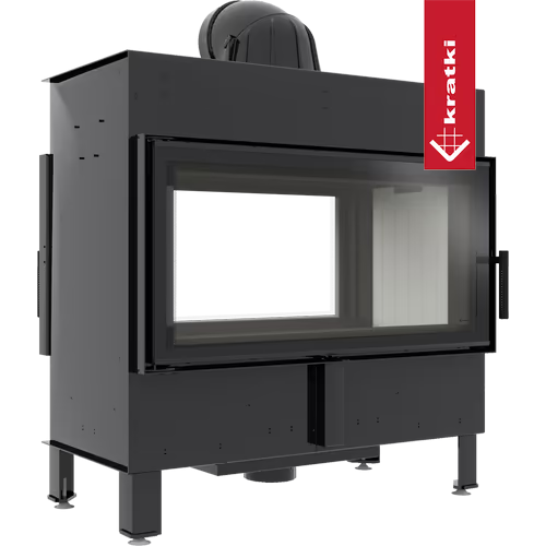 Kamineinsatz aus Stahl LUCY 16 kW Ø 200 schwarz Verkleidung