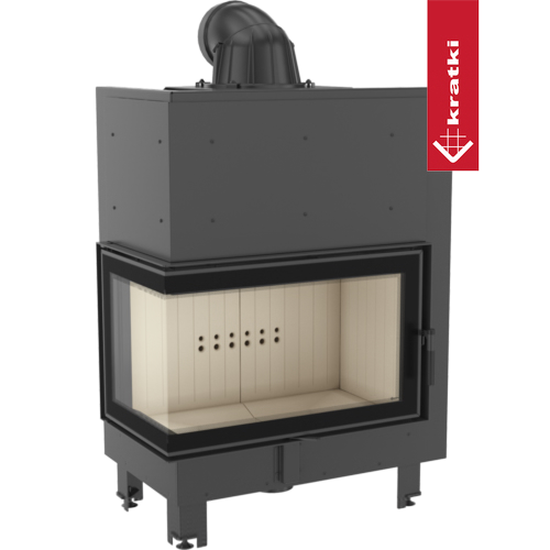 Kamineinsatz aus Stahl MBA - 17 kW Ø 200 - Stahlfront mit Siebdruckglas