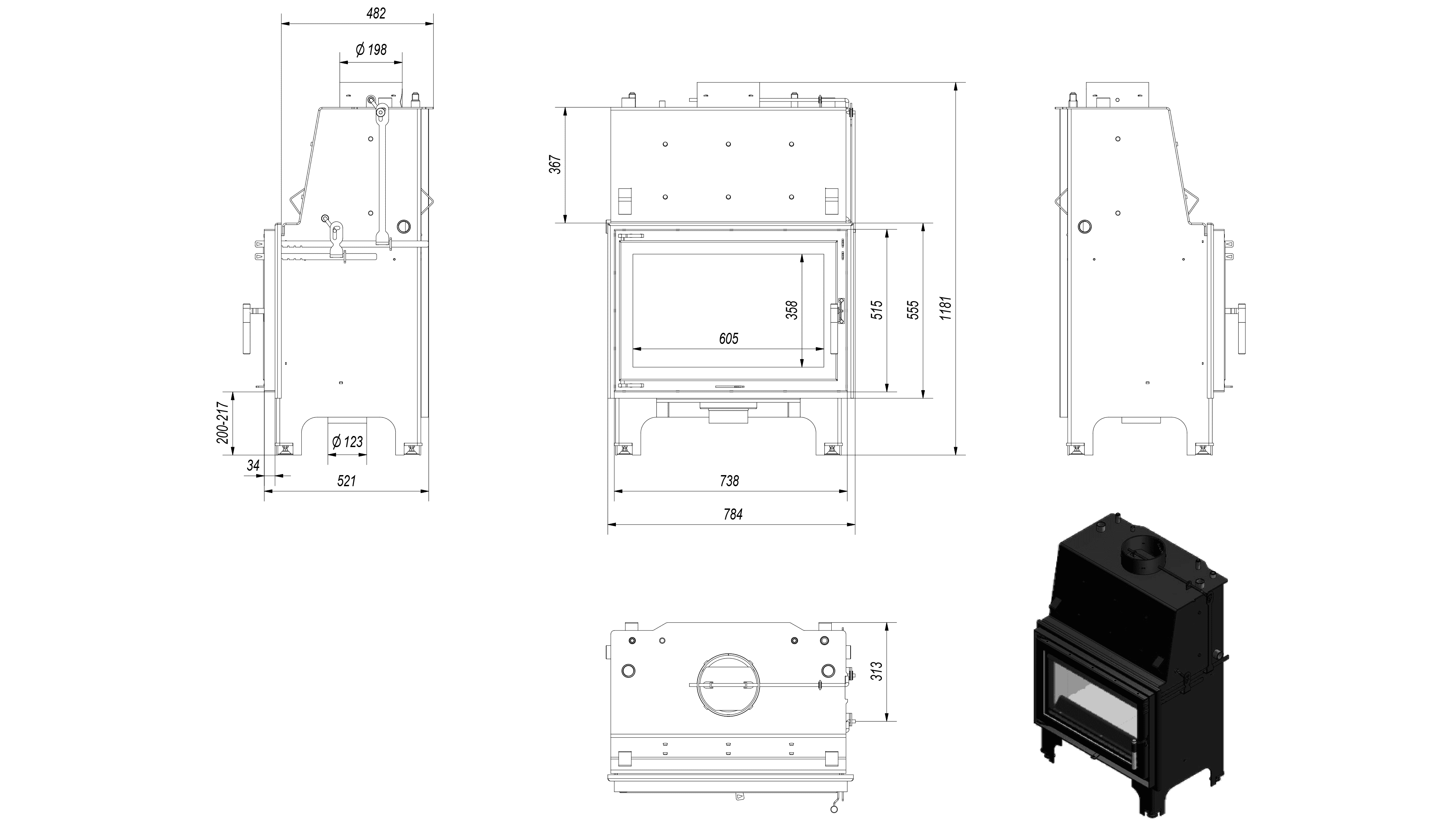 Wasserführender Kamineinsatz AQUARIO O 12 kW Ø 200