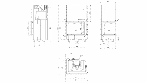 Kamineinsatz aus Stahl MBZ - 13 kW Ø 200 - Stahlfront mit gebogenem Siebdruckglas