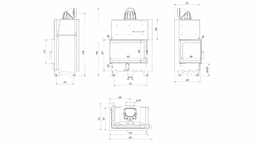 Kamineinsatz aus Stahl MBA - 17 kW Ø 200 - Stahlfront mit Siebdruckglas