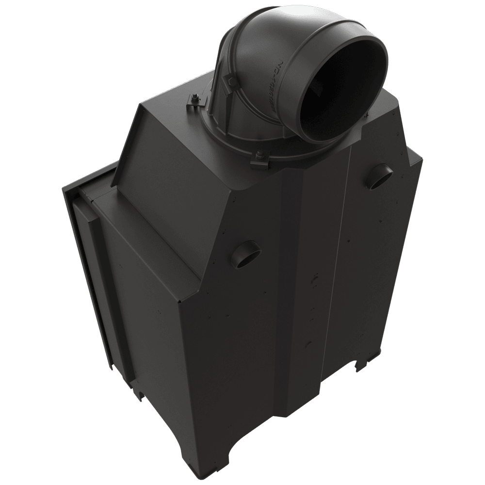 Kamineinsatz aus Stahl MBM - 10 kW Ø 200 - Stahlfront mit Siebdruckglas