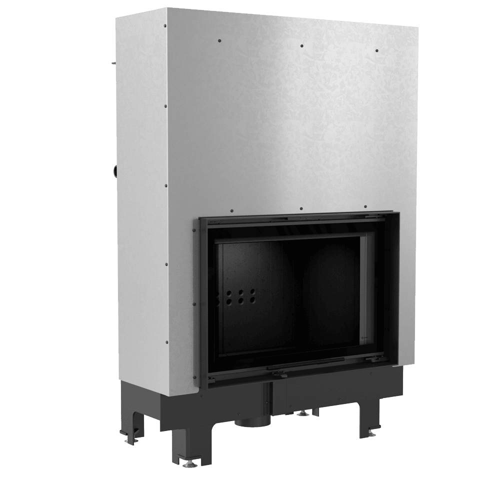 Wasserführender Kamineinsatz MBO 15 kW Ø 200 mit Schiebetür schwarz Verkleidung