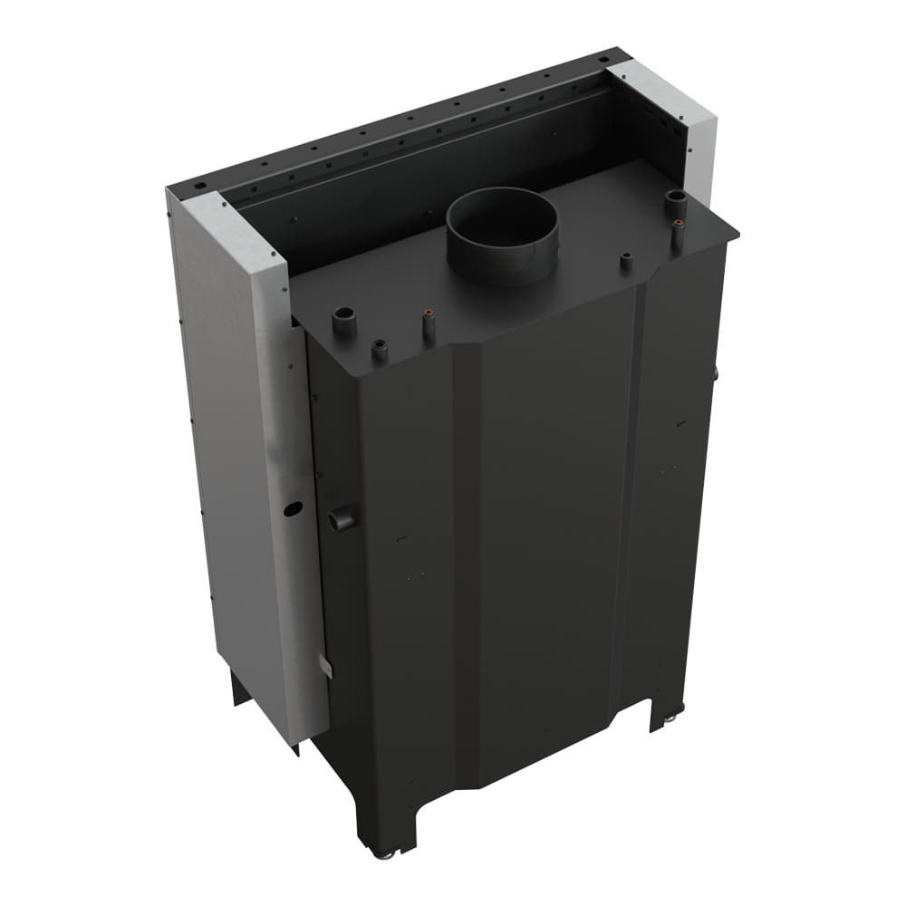 Wasserführender Kamineinsatz MBO 15 kW Ø 200 mit Schiebetür schwarz Verkleidung