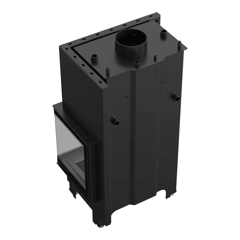 Wasserführender Kamineinsatz MBZ rechts 13 kW Ø 200 schwarz Verkleidung