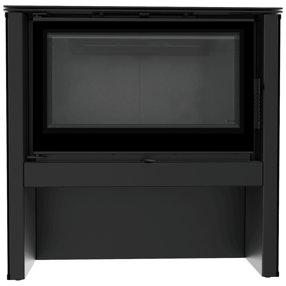 Kaminofen aus Stahl JUNO 12 kW Ø 160 schwarzes Paneel schwarz Verkleidung